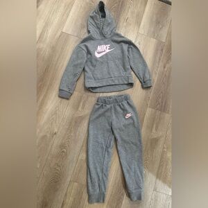 Nike Kids Gray and Pink Jogger Set